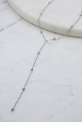 Silver Lariat Necklace with Beads